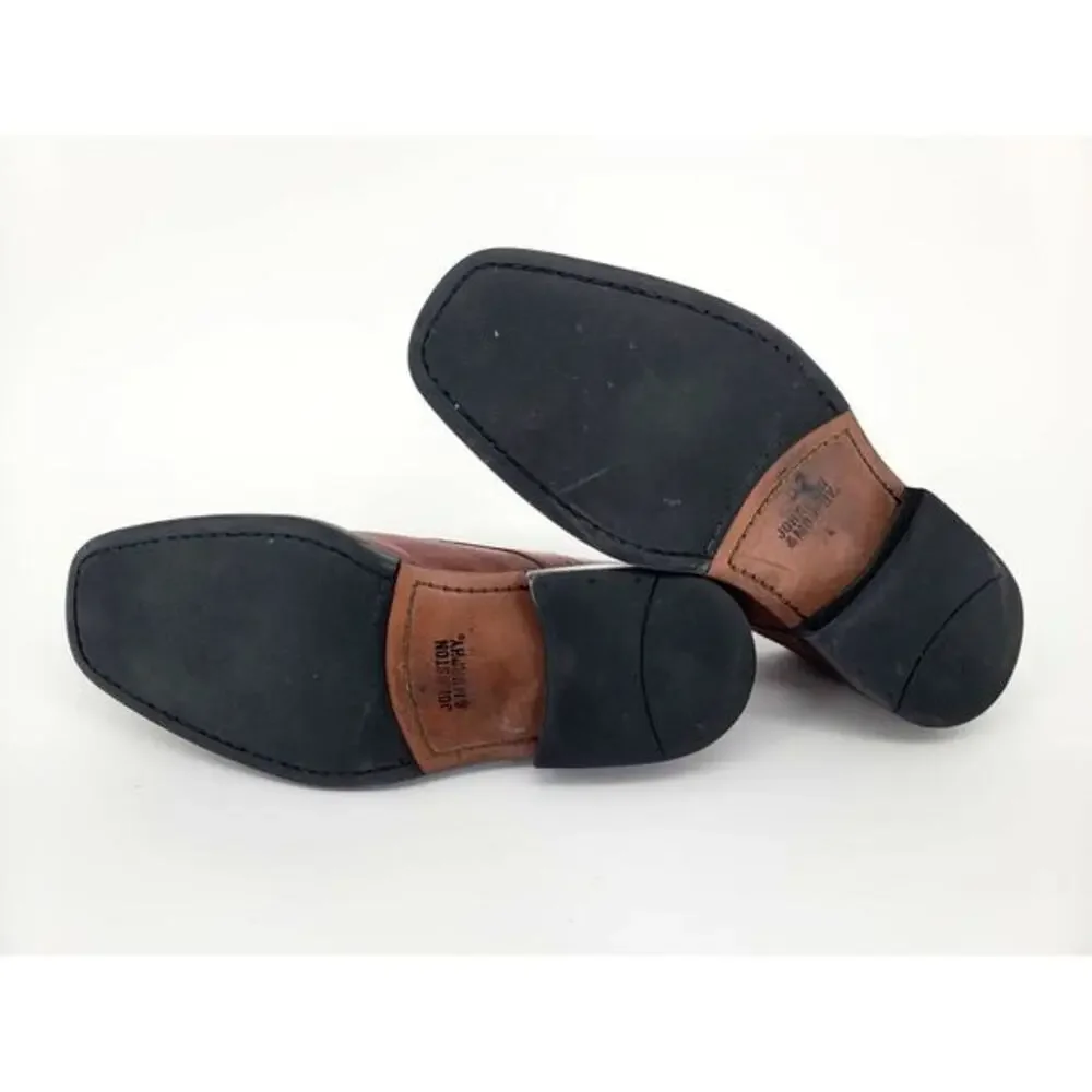 Johnston & Murphy Mens 9.5 Brown‎ Leather Oxford Dress Shoes Made In Italy